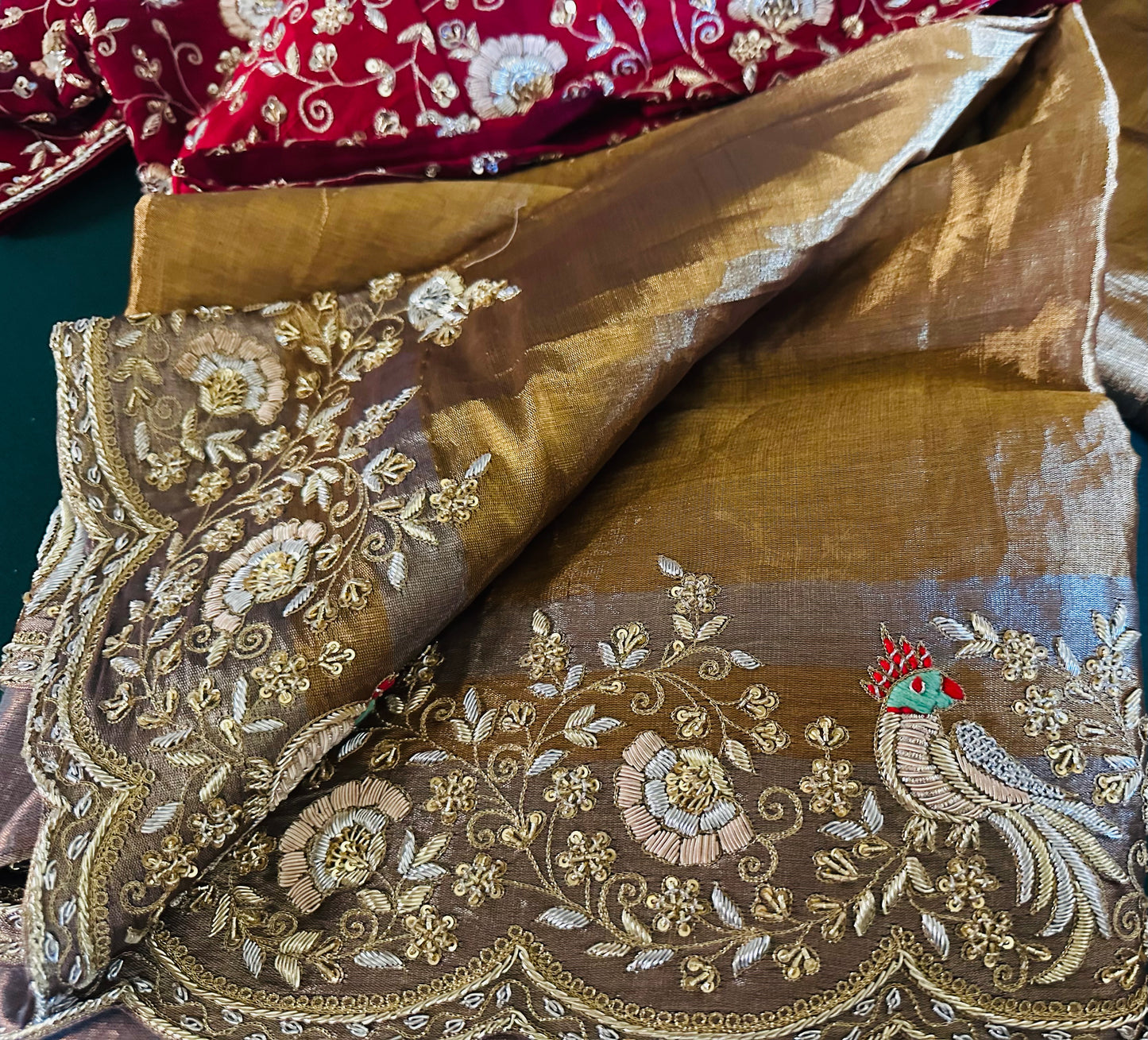 Tissue double with zardosi handmade design