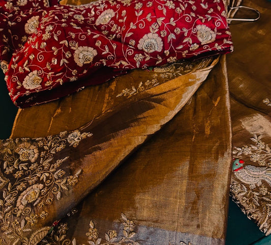 Tissue double with zardosi handmade design